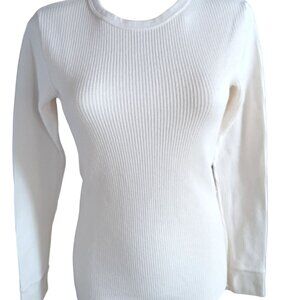 Women's Thermal Shirt XL Vtg Fruit Of The Loom White Waffle Knit Logger Y2K Vtg